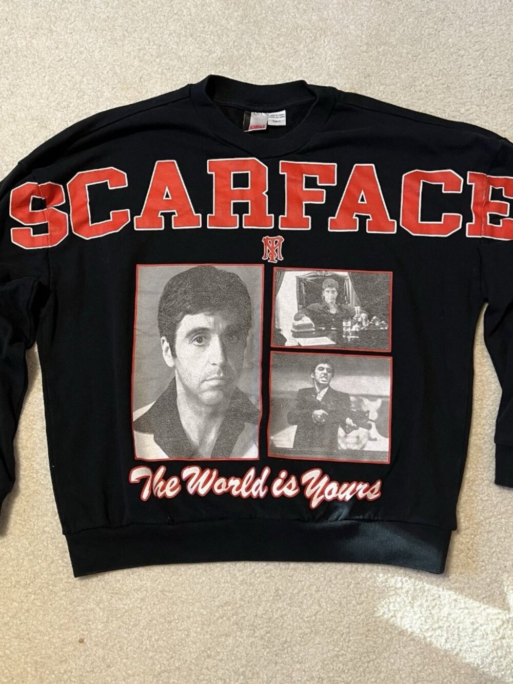 Rare Scarface Small Sweatshirt Black Tony Montana The World Is Yours Al Pacino